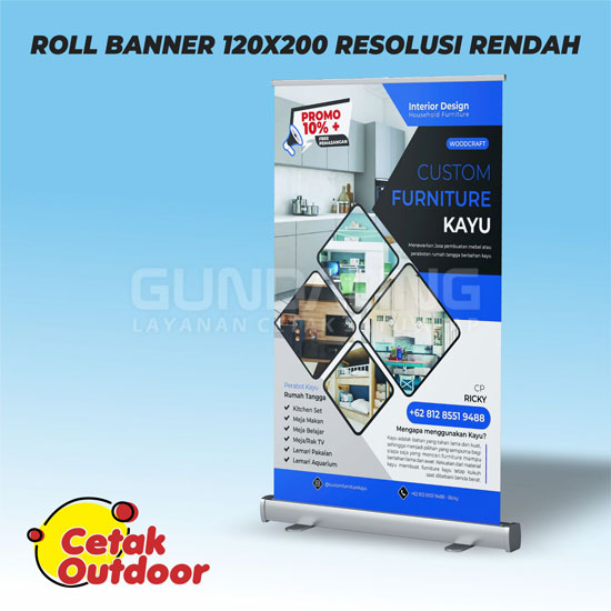 Roll Up Banner 120x200 Resolusi Rendah-Cetak Outdoor